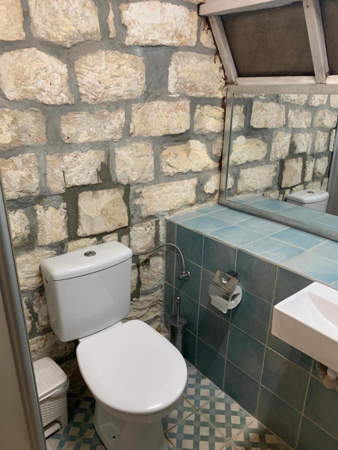 בית האבן העתיק מ-1885 עם מגונית פרטית בחצר Rosh Piná Exterior foto